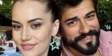 ژست عاشقانه بوراک اوزچیویت و همسرش.