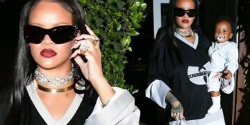 ظاهر شیک ریحانا به همراه پسرش