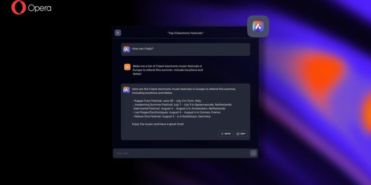 1687436869 تجهیز مرورگر اپرا به ربات چت هوش مصنوعی آریا