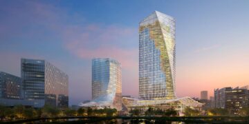 این برج هوا درختان را در آغوش گرفته است