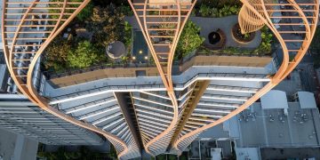 نمای پیچ در پیچ این ساختمان از فرهنگ بومی استرالیا الهام گرفته شده است