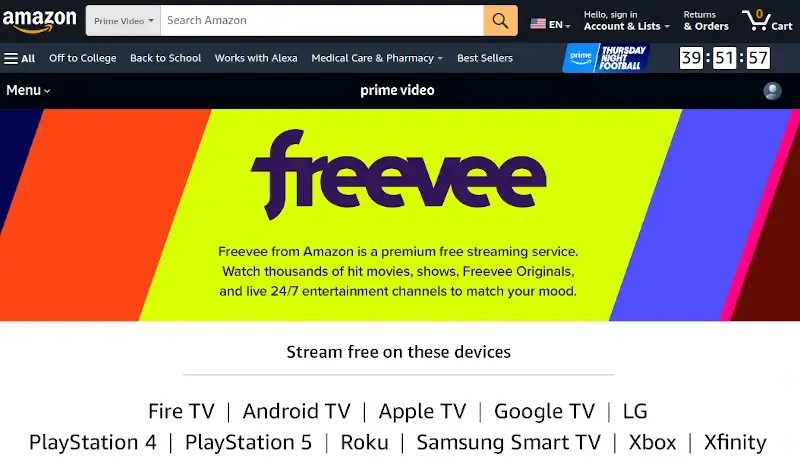 برنامه پخش رایگان فیلم: Amazon Freevee