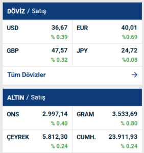 قیمت زنده نرخ طلا و نرخ ارز در بازار استانبول