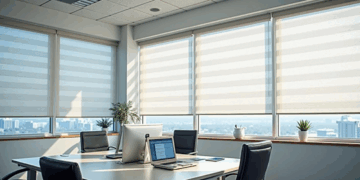 اتاق و فضای اداری با پرده های مدرن زبرا