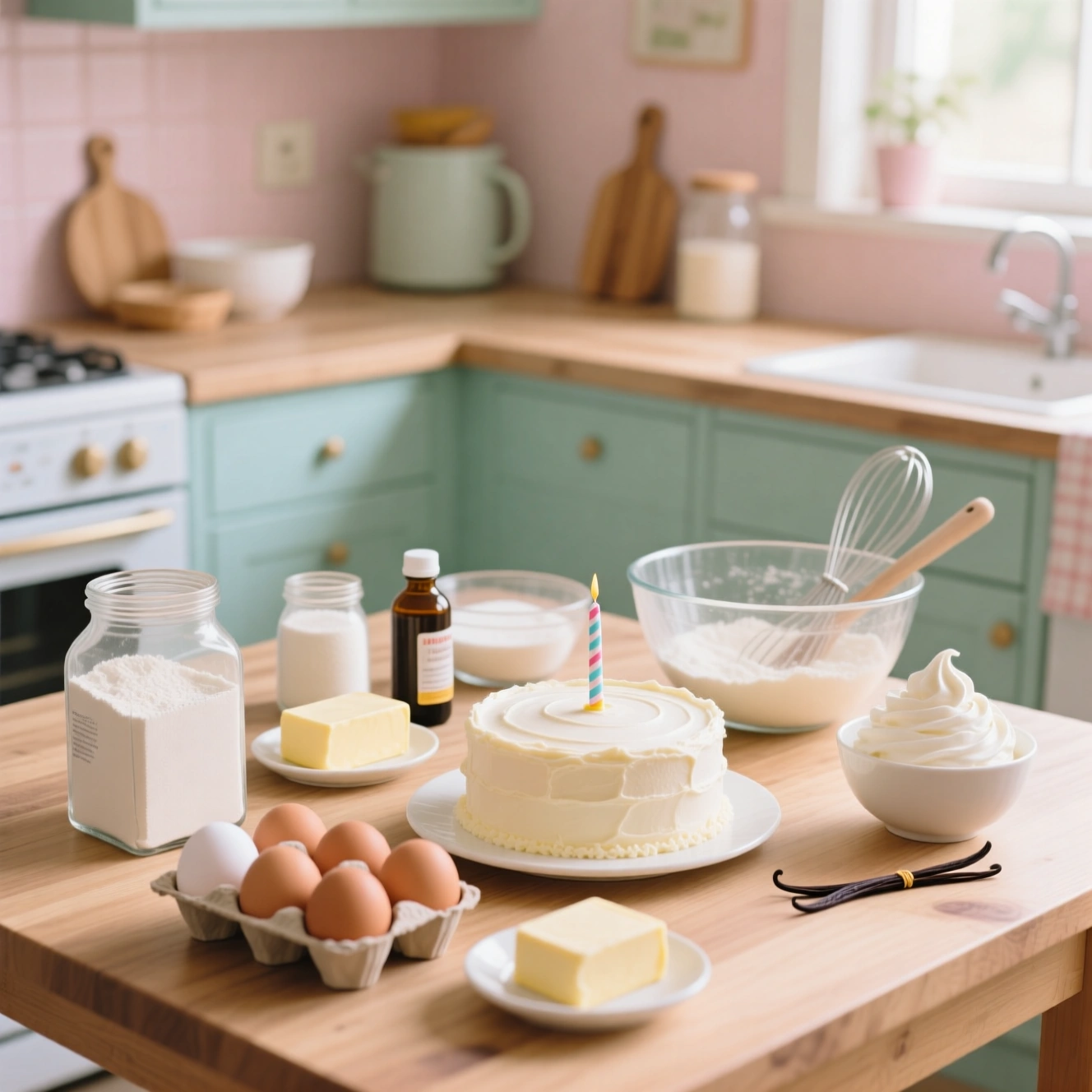 طرز تهیه کیک تولد خامهای ساده و خانگی - کیک فوری خوشعطر و سبک 2 مواد اولیه کیک تولد خامه ای