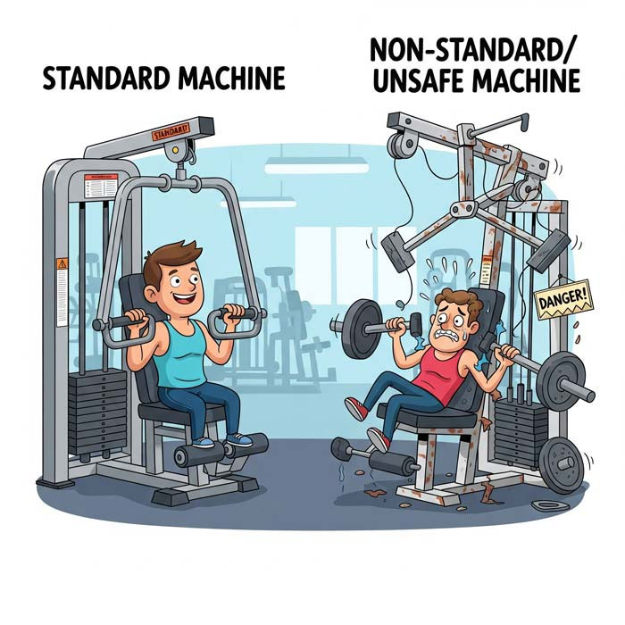 بررسی آسیب های پنهان و آشکار به تجهیزات بدن سازی غیر استاندارد