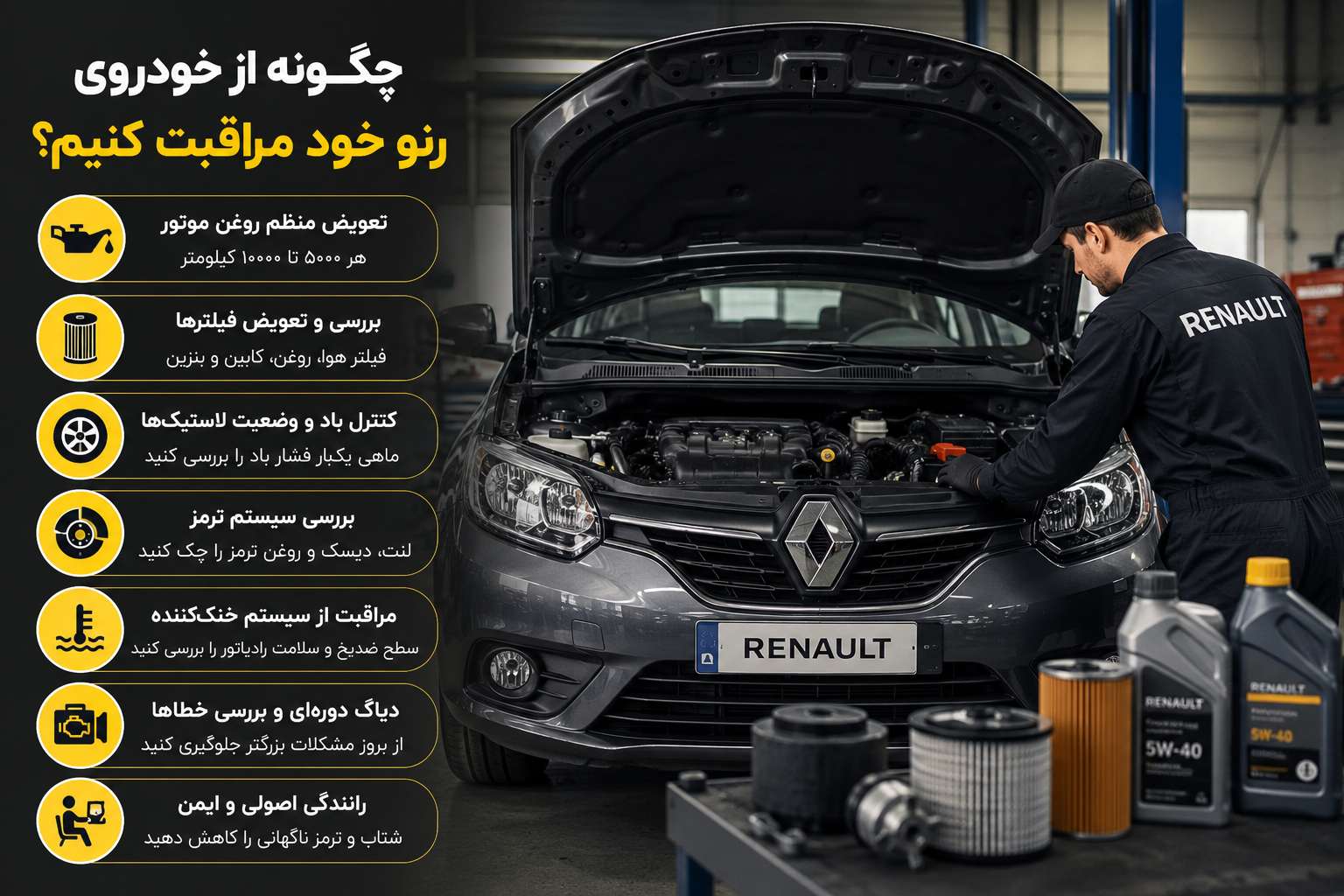 چگونه از خودروی رنو خود مراقبت کنیم؟ 2 چگونه از خودروی رنو خود مراقبت کنیم؟