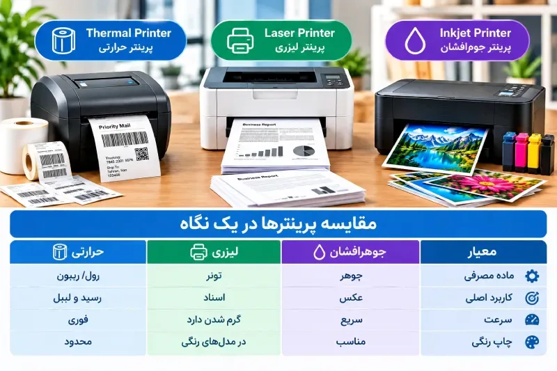 Comparison of thermal and conventional printers at a glance
