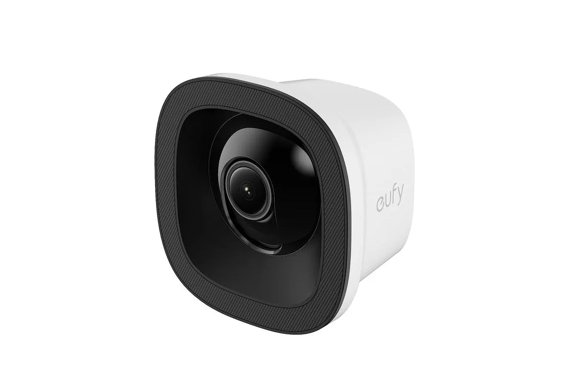 دوربین امنیتی هوشمند Ufi Window Camera E10 با بدنه سفید و حاشیه مشکی با لنز گنبدی چرخان برای نظارت از پشت پنجره.