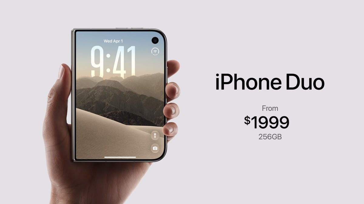 iPhone-Duo-جدید-عجیب-عجیب-آیفون-تا کنون-آخر-تاشده-است ویدیوی تبلیغاتی iPhone Duo حال و هوای آیفون را در سال 2007 زنده می کند.