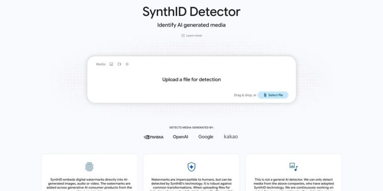 تصویری از فضای وب‌سایت SynthID گوگل
