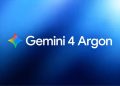 مدل پرچمدار Gemini 4 Argon AI با قیمت رقابتی عرضه شده است 18 لوگوی رنگارنگ چهارپر هوش مصنوعی در کنار نوشته سفید Gemini 4 Argon روی پسزمینه گرادیان آبی تیره و روشن.