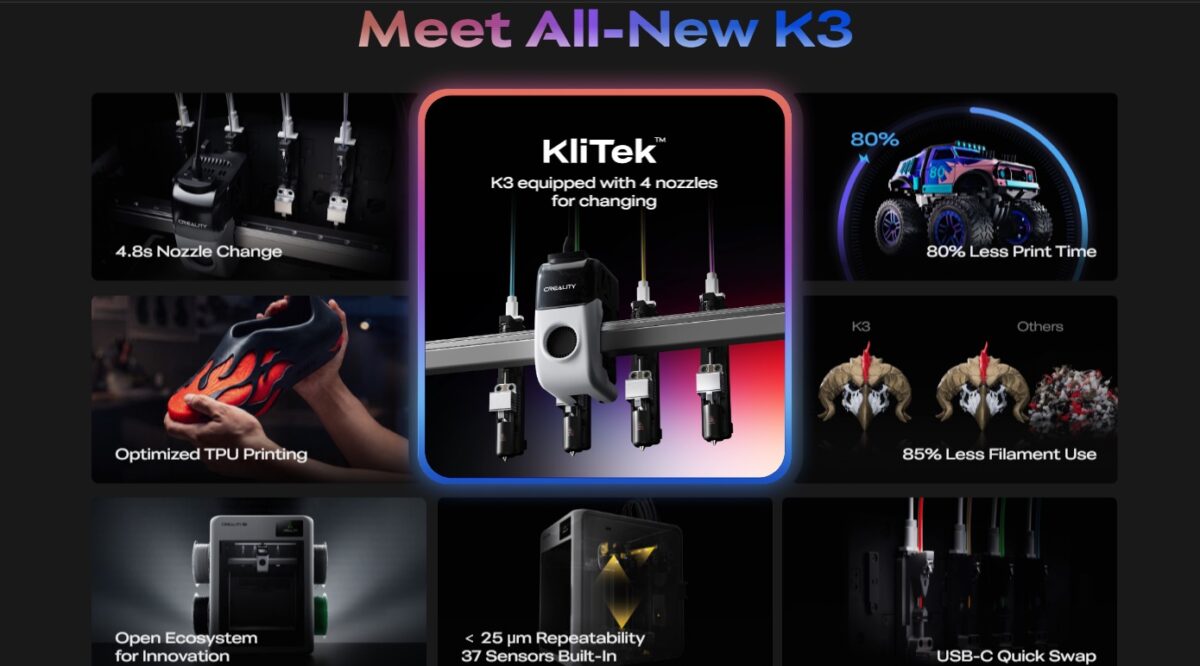 چاپگر سه بعدی K3 Krylite با چهار نازل مستقل وارد بازار شد 